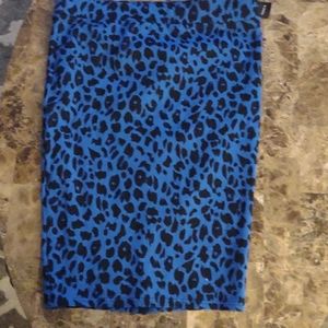 Torrid blue/black leopard print pencil skirt
